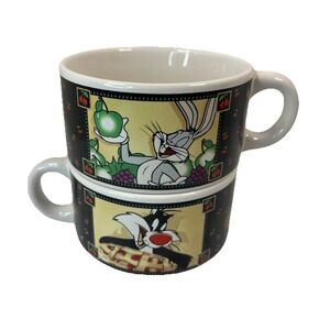 Looney Tunes Warner‎ Bros Soup Mug Cup Bugs Bunny Sylvester Tweety Vintage (2)